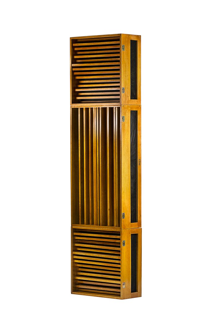 2D skyline diffuser - It uses a series of vertical and horizontal wooden slats at varying depths and spacing to scatter sound waves across a wide frequency range. Unlike absorbers, which soak up sound, diffusers like this one are... | Premium acoustic product by Brandt Audio