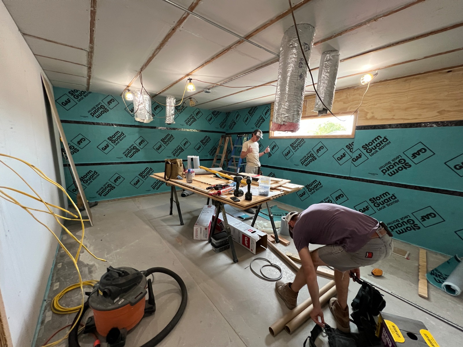 Studio under construction with vibration isolation foundation - Brandt Audio Devices structural acoustic engineering